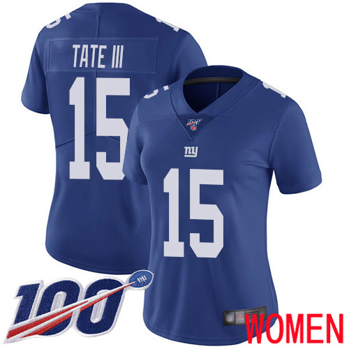 Women New York Giants #15 Golden Tate III Royal Blue Team Color Vapor Untouchable Limited Player 100th Season Football NFL Jersey->women nfl jersey->Women Jersey